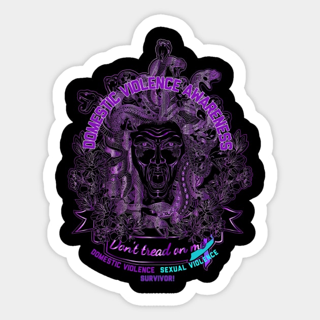 Medusa “Don’t tread on me” Domestic Violence Awareness Sticker by FitzGingerArt